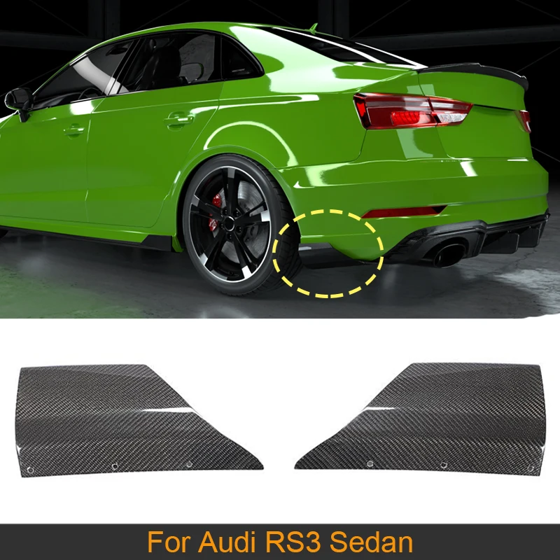 

Задний бампер из углеродного волокна, сплиттер, спойлер для Audi RS3 Sedan, 4-дверный 2017 2018 2019, задний бампер, сплиттер, спойлер для губ, диффузор