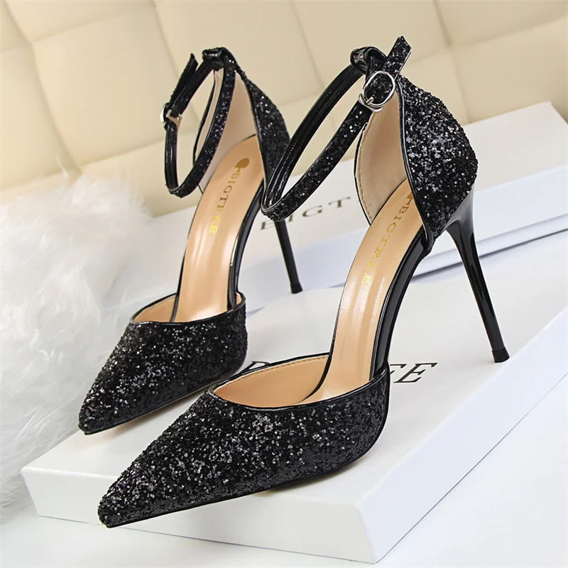 

Women Shoes Heels 2025 New Woman Pumps Sequins High Heels Women Shoes Fashion Ladies Shoes Gold Sliver Stiletto Heels Sandals 5