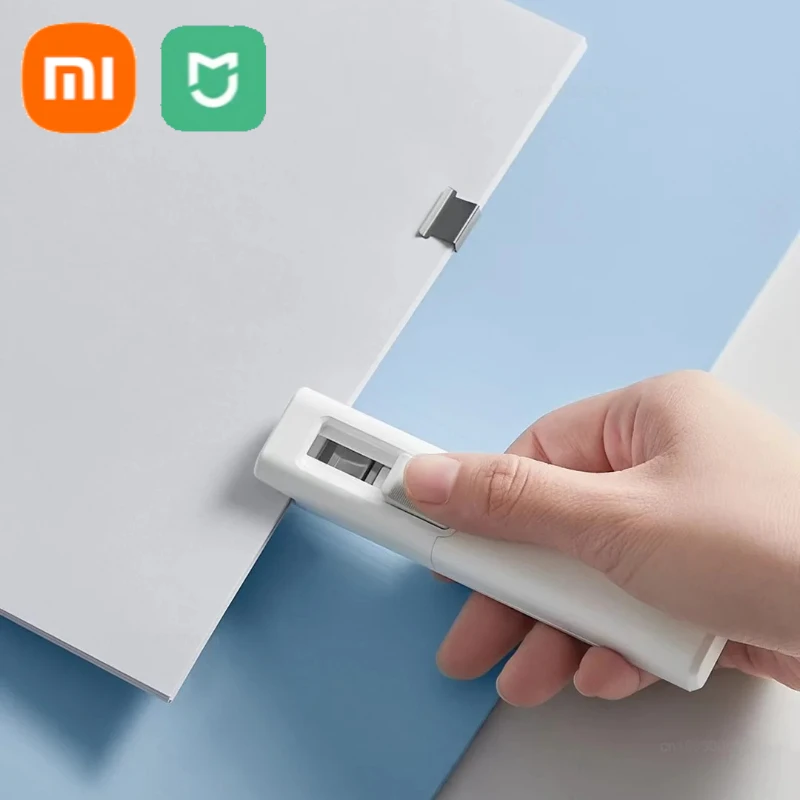 

Xiaomi Mijia Hand Paper Clipper With 168 Refills Metal Pusher Stapler Paper Clips For Document Binding Stationery Supplies Home