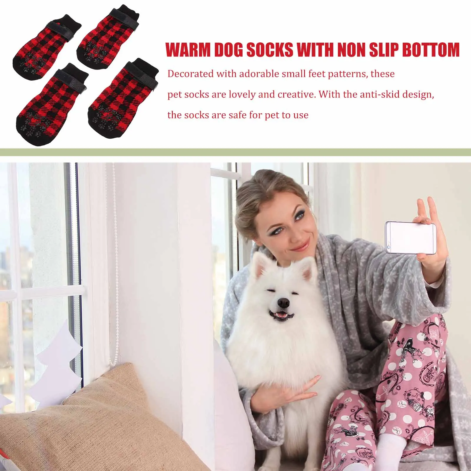 4 قطعة جوارب الكلب المضادة للانزلاق عيد الميلاد نمط الحيوانات الأليفة باو حماة الأحذية الدافئة لحماية الطقس البارد جوارب الكلب