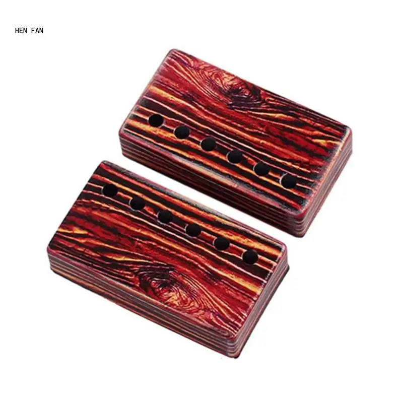 2Pcs Colorful Red Grain Print Neck Bridge Humbucker Pickup Cover 50/52mm Rod Spacing for LP Electric Guitar M89D