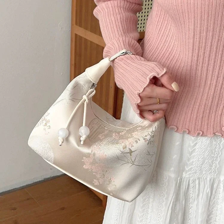 

Трендовая большая сумка, повседневная вышитая сумка в китайском стиле, кошельки, сумка с вышивкой ханьфу, сумка через плечо на молнии, сумка Cheongsam, вечерние