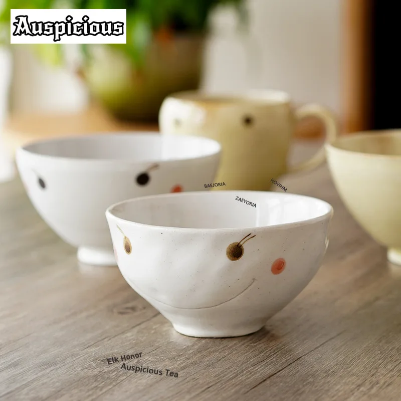 ZAEYORIA Creative Smiley Small Round Bowl Food Bowls Fruit Snack Plate Yogurt Basin Steak Sushi Bowls Japanese Cuisine Serveware