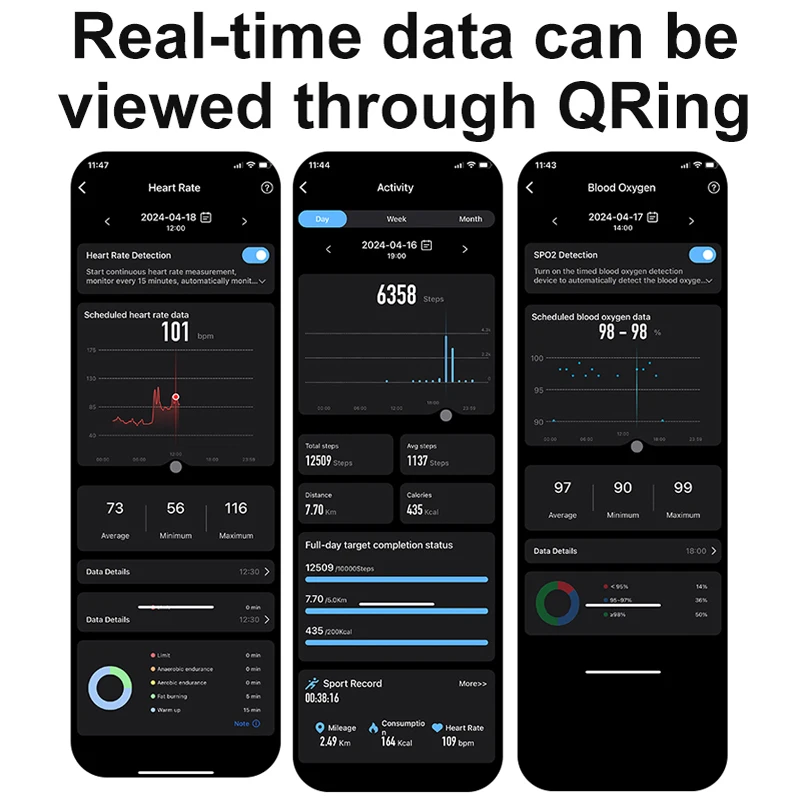 AMZSA R04 Smart Ring Uomo Donna con custodia di ricarica, monitor di salute e sonno, impermeabile 5 ATM, modalità multi-sport, controllo fotocamera