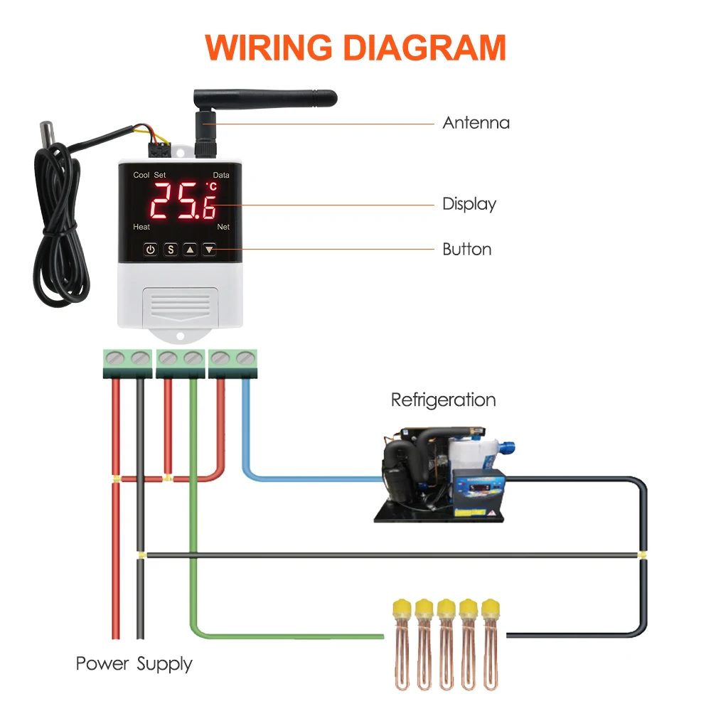 DTC1201 AC 110V 220V Thermostat NTC Sensor Digital Display WiFi Temperature Controller Electronic Digital Thermoregulator W3001