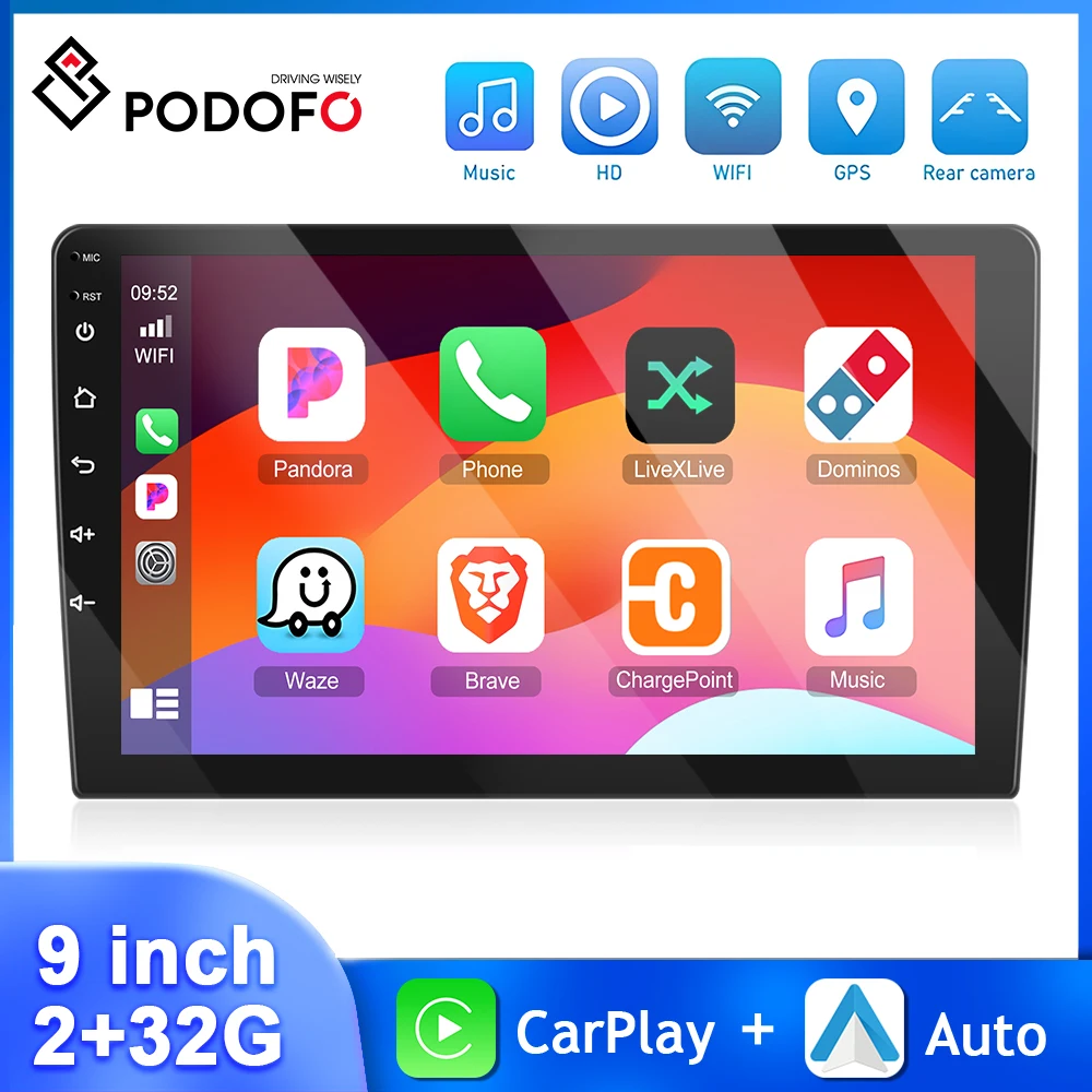 

Podofo 2Din Android Car Radio 2+32G Carplay Multimedia Player Android Auto GPS Navigation WIFI HiFi 4Core Bluetooth Autoradio