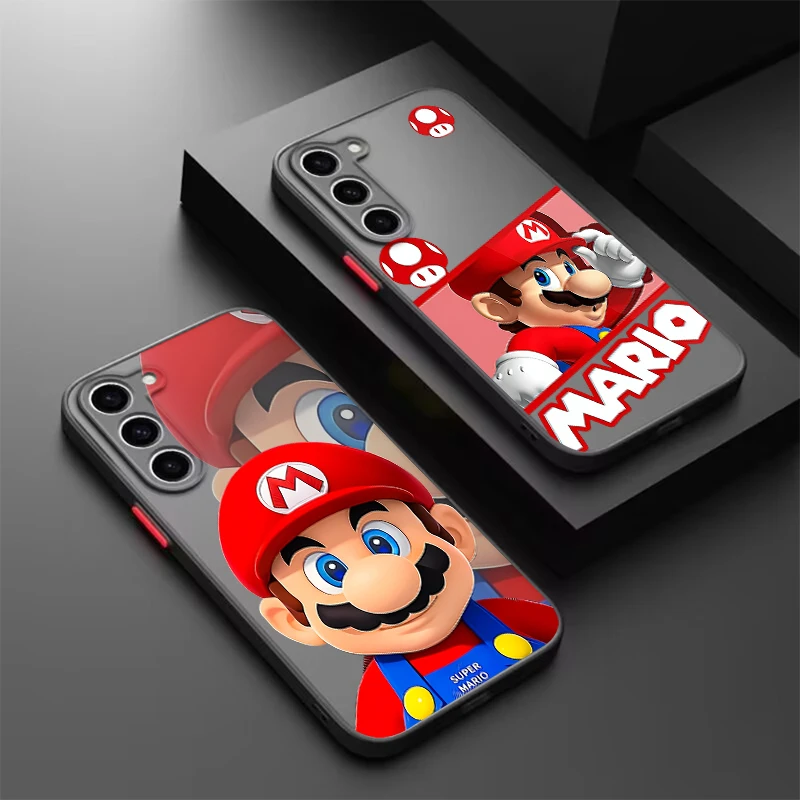 S-Super M-Marios B-Bros Frosted Translucent For Samsung Note 20 A35 A03 A54 A31 A22 A34 A14 A24 A04 A55 5G Cover Phone Case