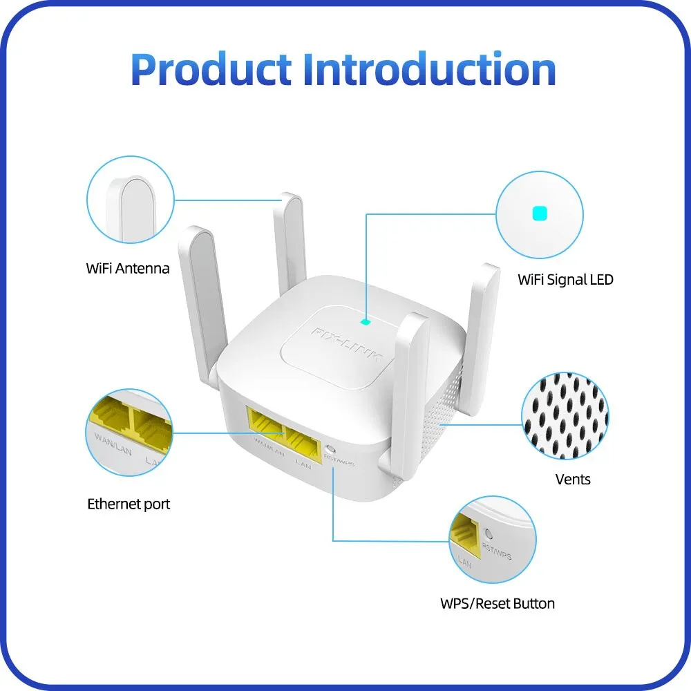 PIX-LINK WR41Q 300Mbps WiFi Extender, WiFi Range Extender Signal Booster WiFi Amplifier WiFi Range Extender Internet Repeater