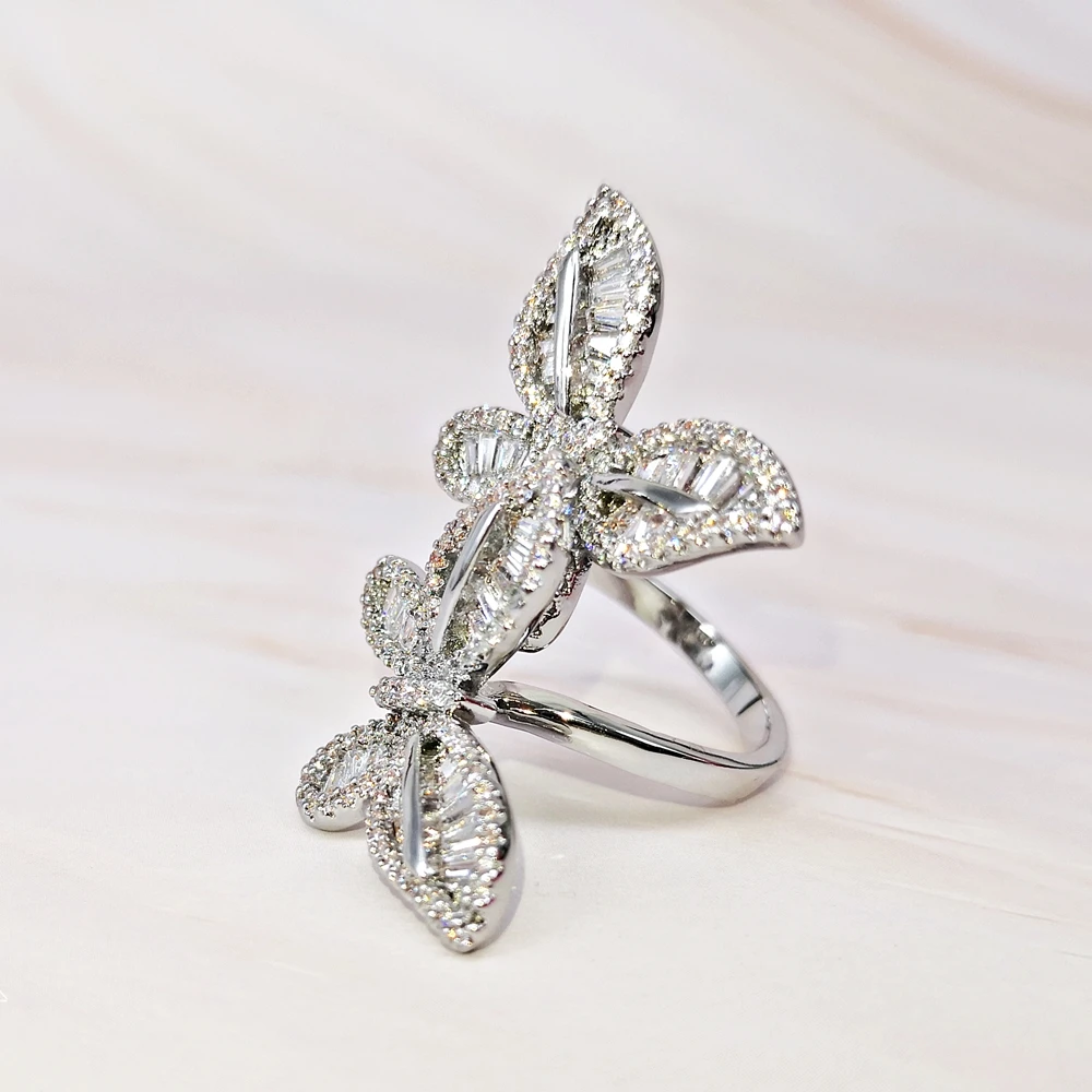 DreamCarnival1989 Warm Love Couple Butterflies Ring Women Wedding Engagement Must Have Dating Zirconia Jewelry Wholesale WA12013