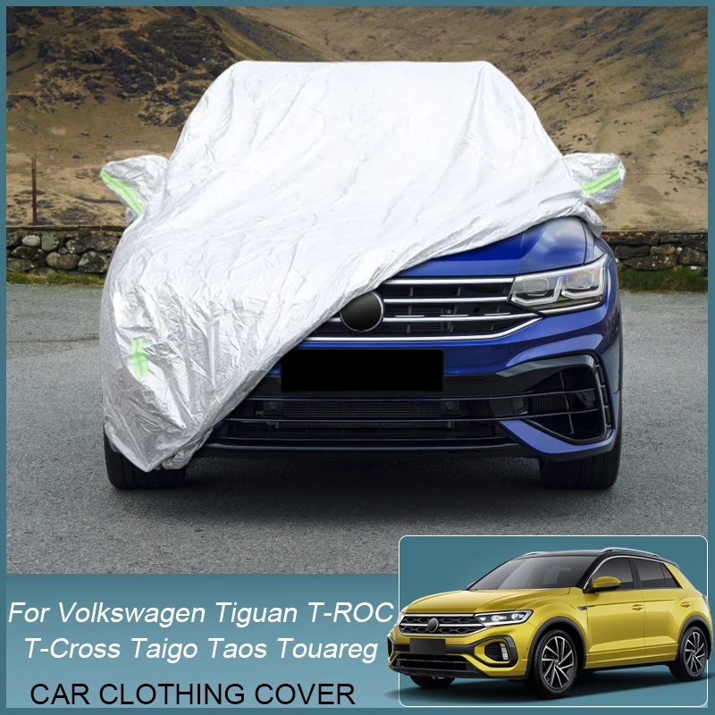 Car Cover Rain Frost Snow Dust Waterproof For Volkswagen Atlas Teramont T-CROSS TAIGUN T-ROC TAIGO NIVUS THARU TIGUAN TOUAREG CR