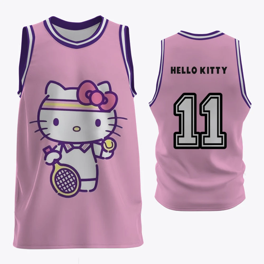 Hello Kitty Tank Top T-shirt Sleeveless T-shirt Adult Children's Tank Top Basketball T-shirt Customized Team Basketball Sportswe