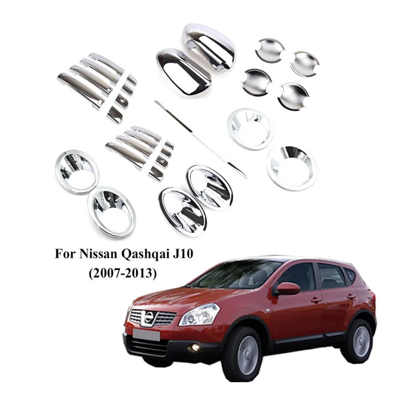 Chromowana tylne światło przeciwmgielne przednia klamka klamki osłona na lusterko boczne wykończenia do Nissan Qashqai J10 2007-2013 akcesoria samochodowe