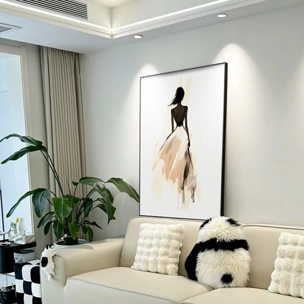 1pc frameless Canvas Painting Modern Abstract Wall Art Simple Woman Character HD Canvas Printing Poster Home Living Room Sofa Ba