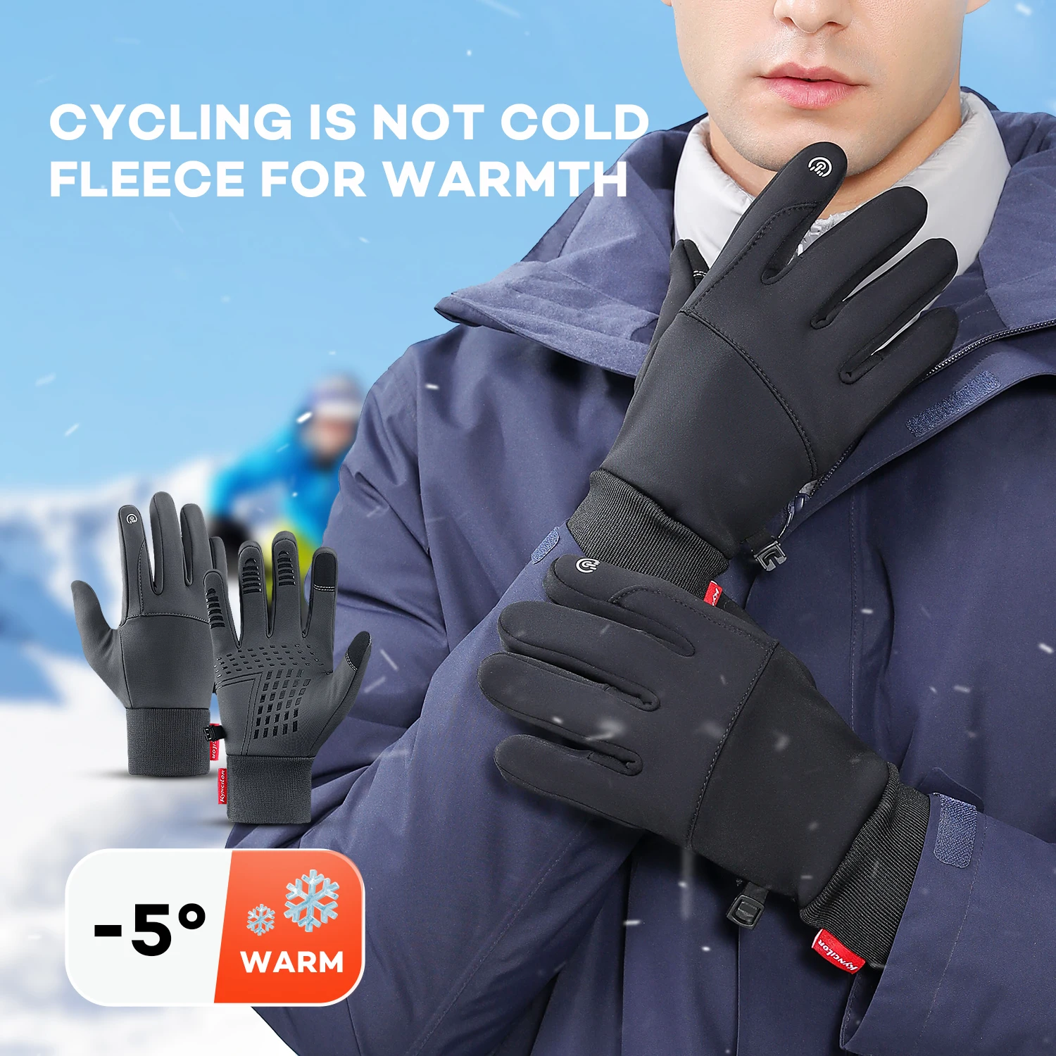 

Winter Gloves Men Cycling Bike Women Thermal Fleece Cold Wind Waterproof Touch Screen Bicycle Warm Outdoor Running Skiing Mitten