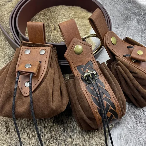 Imagen 1 del producto Riñonera Retro Medieval estilo vikingo, cinturón colgante, monedero, riñonera de caballero, bolsa de dinero portátil para hombres y mujeres, accesorios de disfraz