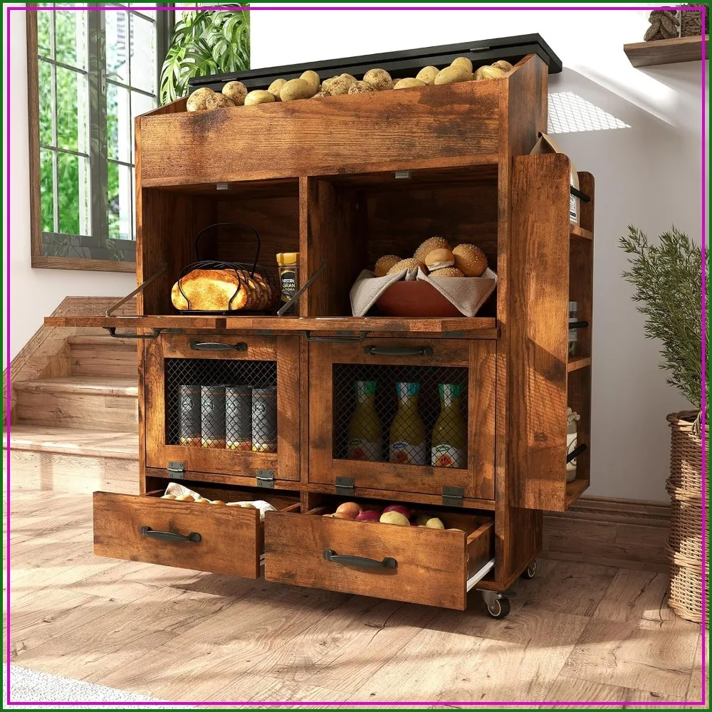 Rolling Potato Onion Storage Bin 31.5