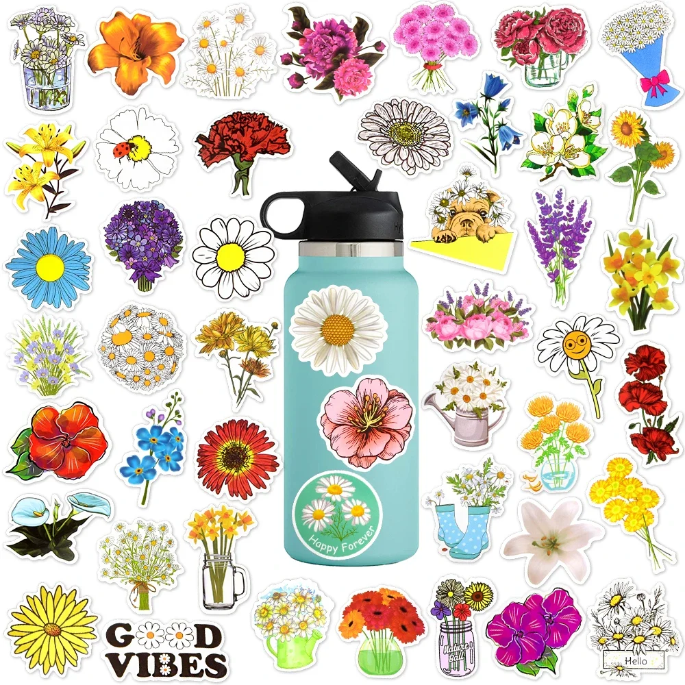 

100 PCS Flower Spring Aesthetic Stickers for Kids Girls Scrapbooking Laptop Stickers Waterproof Decal for Fridge Guitar Suitcase