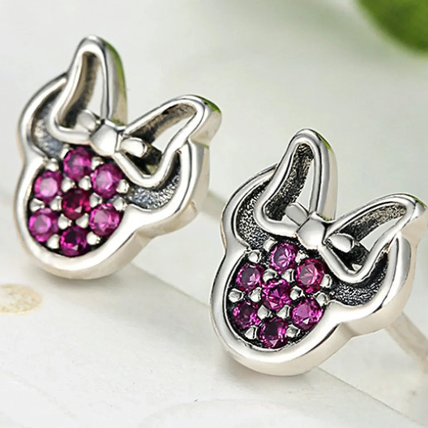 100% 925 Sterling Silver Crystal Cartoon Animal Charm Stud Earrings For Women Grils Kids 2020 Wedding Gift Female pendientes