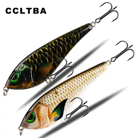 CCLTBA 13cm 40.5g 새로운 글라이드 저크베이트 파이크 머스키 하드 미끼 느린 싱킹 슬라이드 낚시 미끼 흔들림 품질 후크 래틀링 미끼