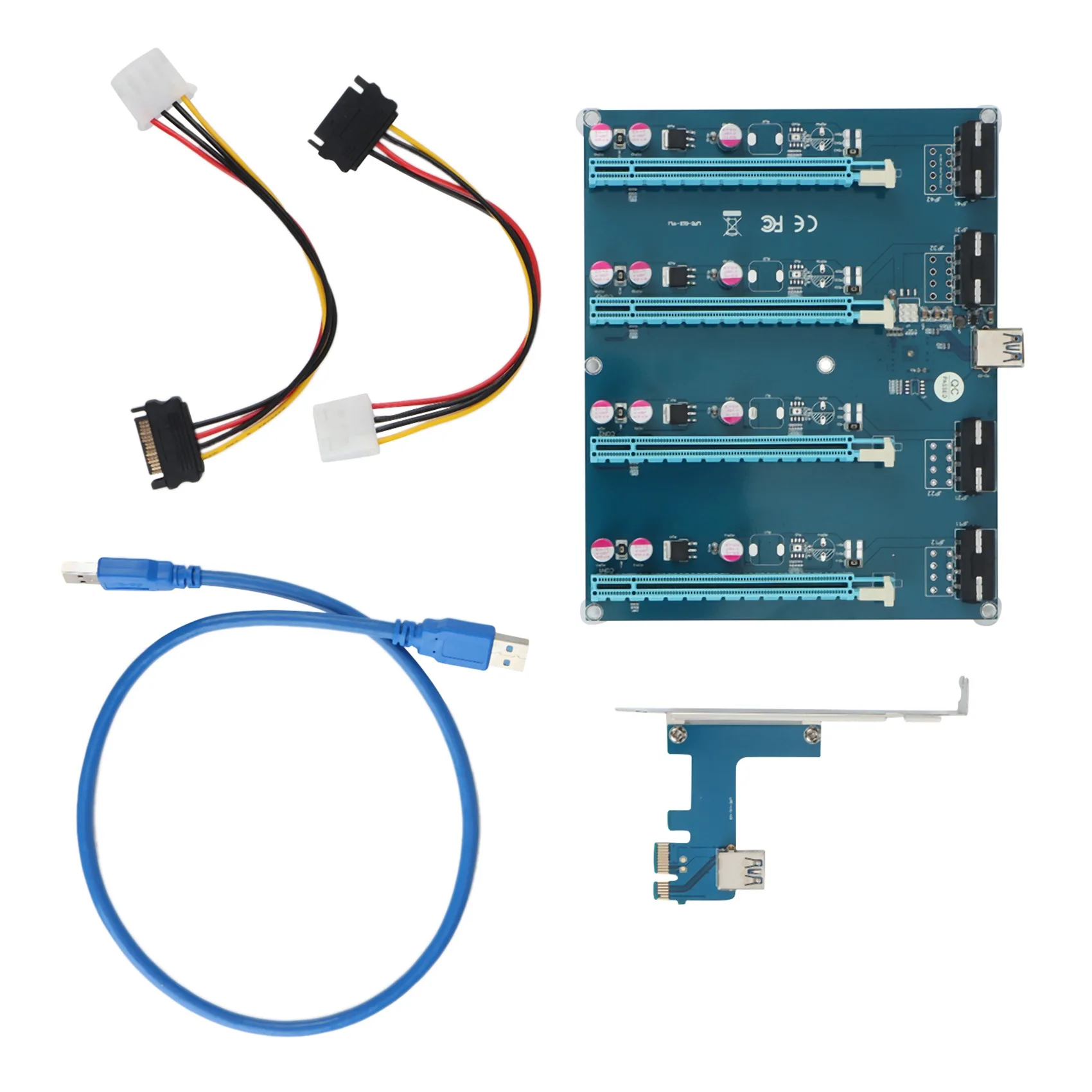 PCIe 1 to 4 PCI Express 16X Slots Riser Card PCI-E 1X to External 4 Slot Adapter PCIe Port Multiplier for Mining