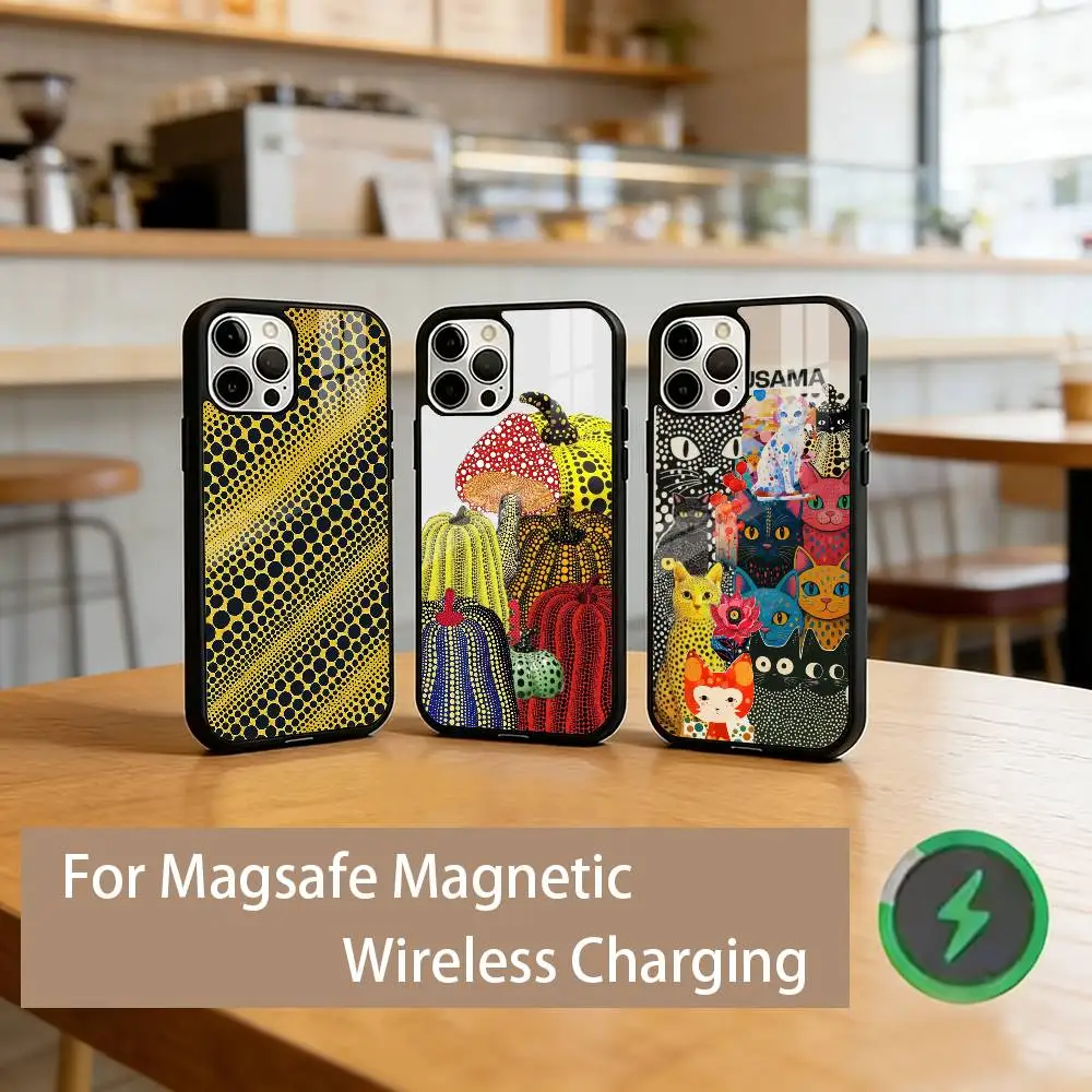 

Y-Yayoi K-Kusama Aesthetic Phone Case For iPhone17,16,15,14,13,12,11 Plus,Pro Magnetic with Magsafe Wireless Charging
