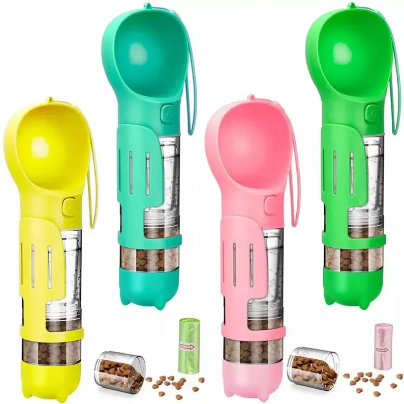 

4in1 Dog Water Bottle Cat Accessories Pet Supplies with Poop Shovel and Poop Bags Dogs Pets Portable Drinking Feeder Bowl tools