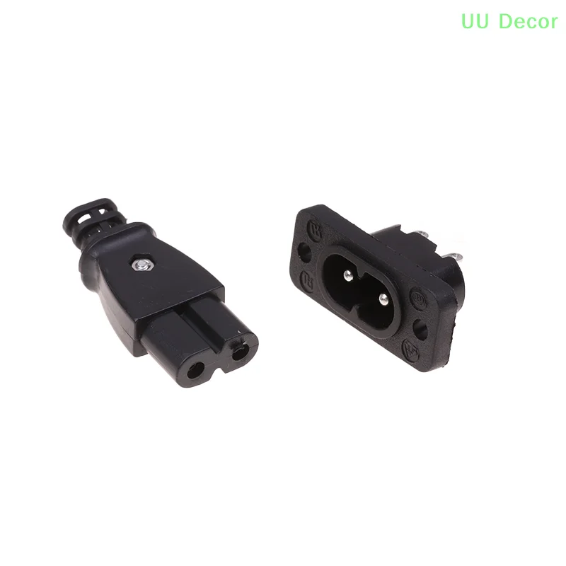 C8 toma de corriente macho y hembra, toma de corriente eléctrica integrada de 35mm x 15mm, CA de 2.5A, 250v, enchufe en forma de 8