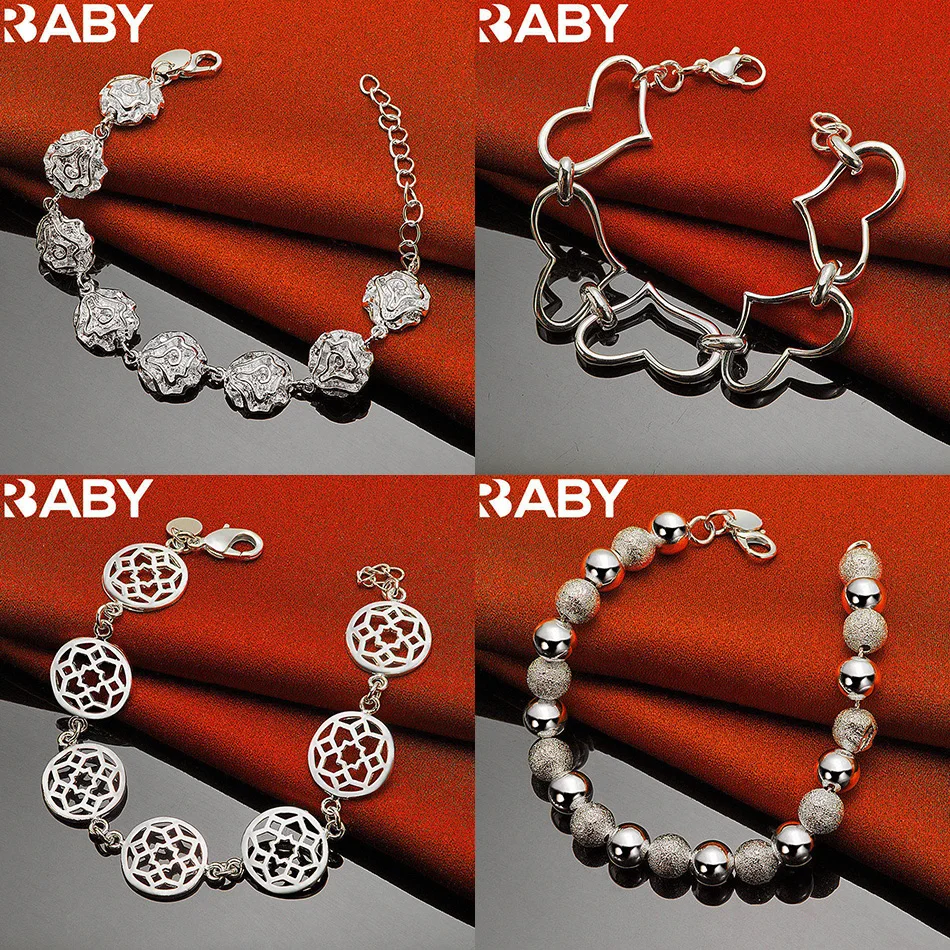 

URBABY 925 Sterling Silver Geometric Bracelet For Women Charm Trend Birthday Gifts Fashion Party Fine Jewelry