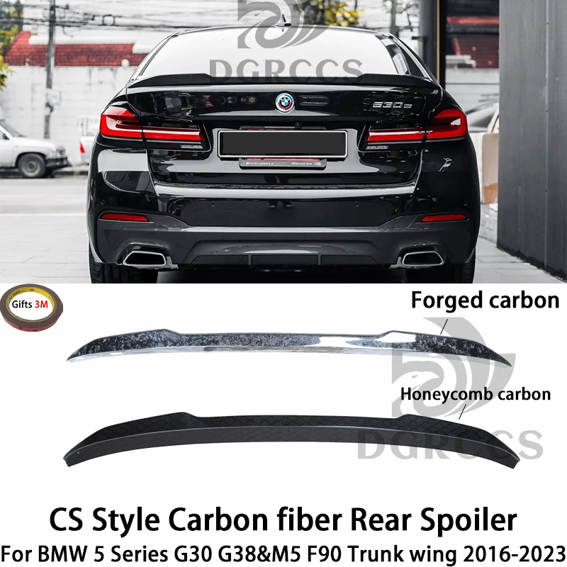 

For BMW 5 Series G30 G38&M5 F90 CS Style Carbon fiber Rear Spoiler Trunk wing 2016-2023 Honeycomb carbon Forged carbon