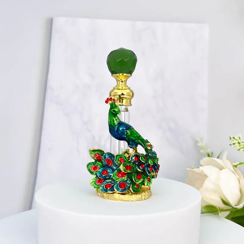 4ml vintage three-dimensional peacock dropper thickened glass perfume dispenser bottle