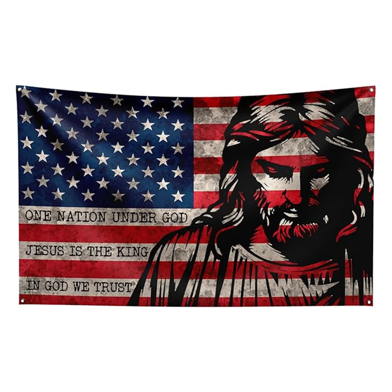3x5 Ft One Nation Under God - Vivid Color and Fade Proof God Bless America Flag Banner - Jesus Christ Flag for Home Decor