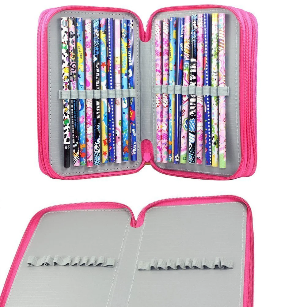 

Pencil Case 4-Layer Stationery Box Nylon Pencil Bag With Handle For Colored Pencils Markers Eraser Sharpener Art School