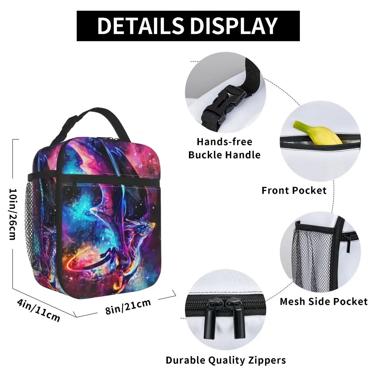 Cosmic Dragon Insulated Lunch Bag for Kids School Cooler Thermal Food Box Tote Portable Lunch Boxes Container