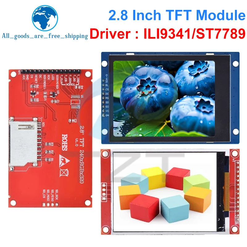 Imagem -02 - Tzt Lcd Serial Port Module para Arduino 2.8 240x320 Spi Tft Pcb Micro sd Ili9341 St77v 5v 3.3v 2.8 Display Led