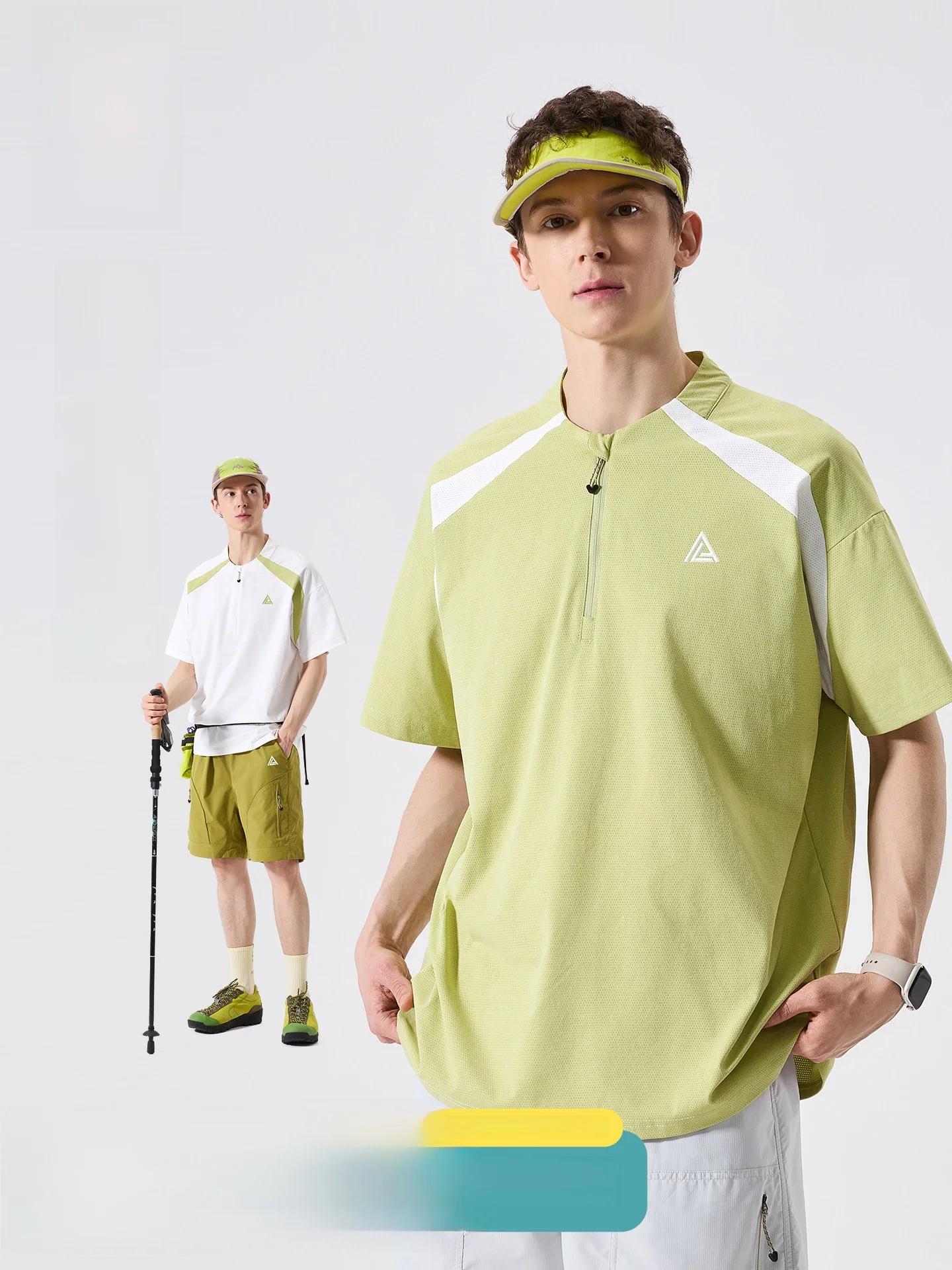 

LAZY DAY Outdoor Quick Dry Half Zip Short Sleeve T-Shirt Men Summer Mountain Climbing Hiking Sports Top Moisture Wicking