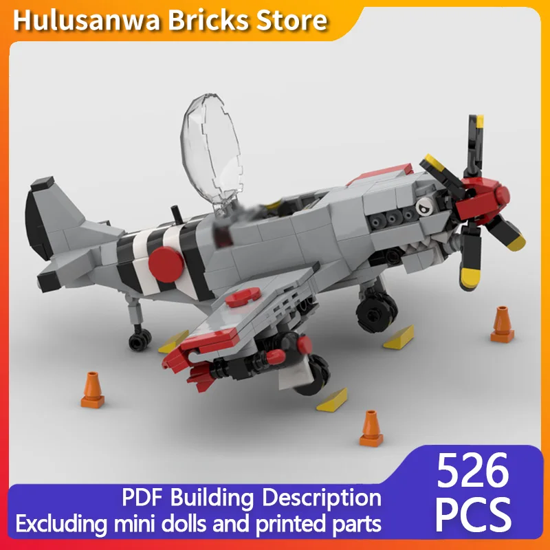 

P-51 WW2 Military Fighter Jets Model MOC Building Bricks War Equipment Modular Technology Gifts Holiday Assemble Children Toys