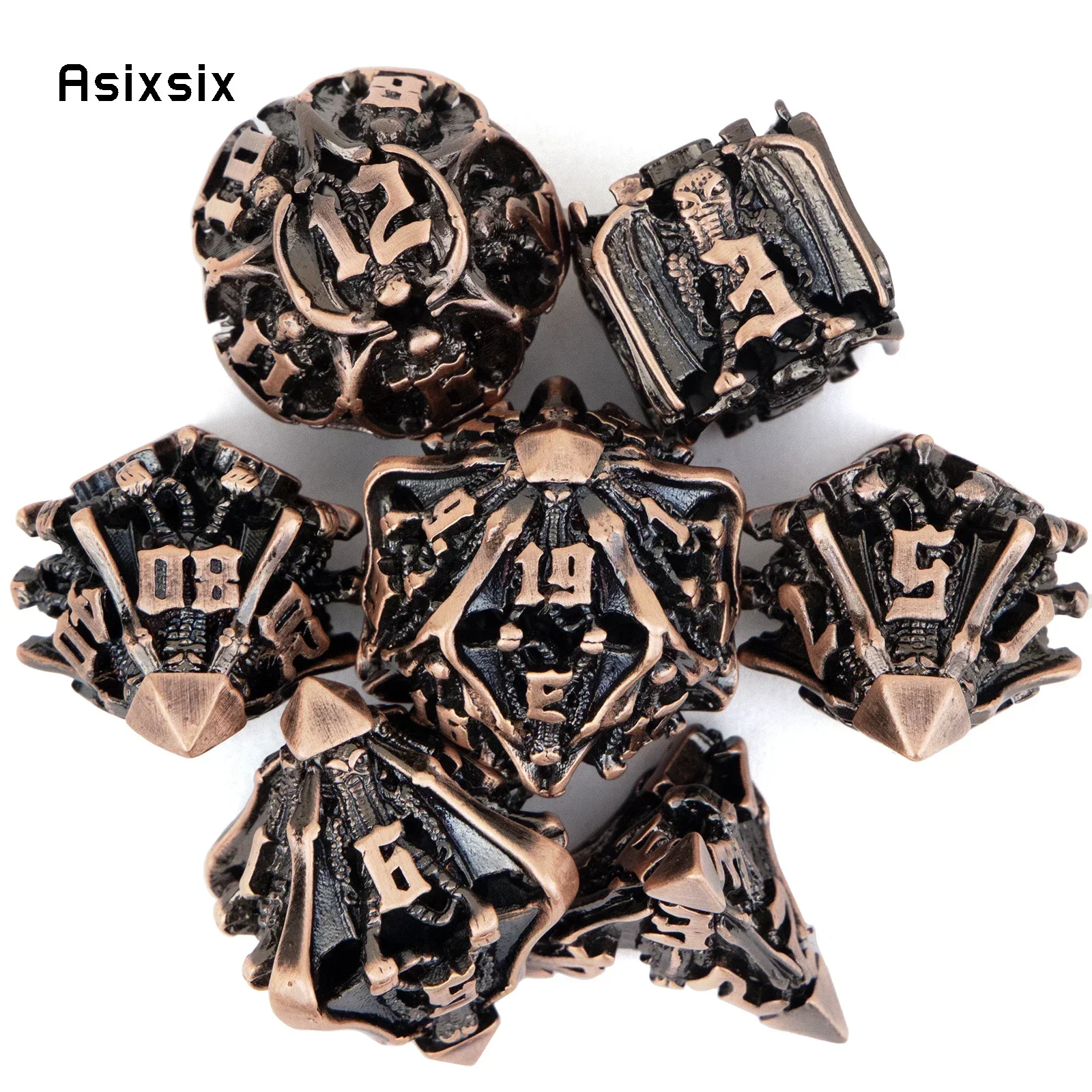 

7 Pcs Copper Bat Metal DicePerfect For Rpgs, Board Games, And Card Games.Dice For Games, Dnd Dice Set