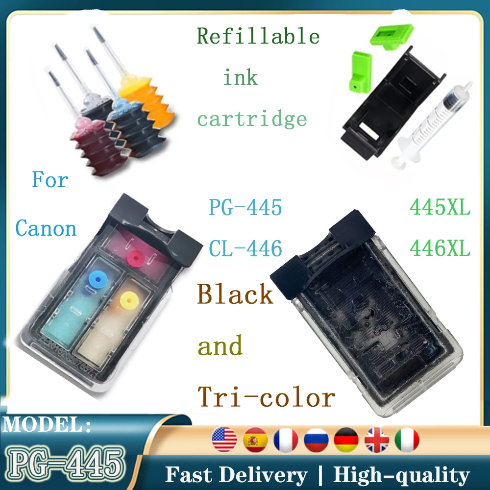 

Многоразовый картридж для Canon 445XL 446XL для Canon PG445 CL446 Pixma MG2940 MG2942 MG2944 IP2840 PIXMA MX494 MG2440