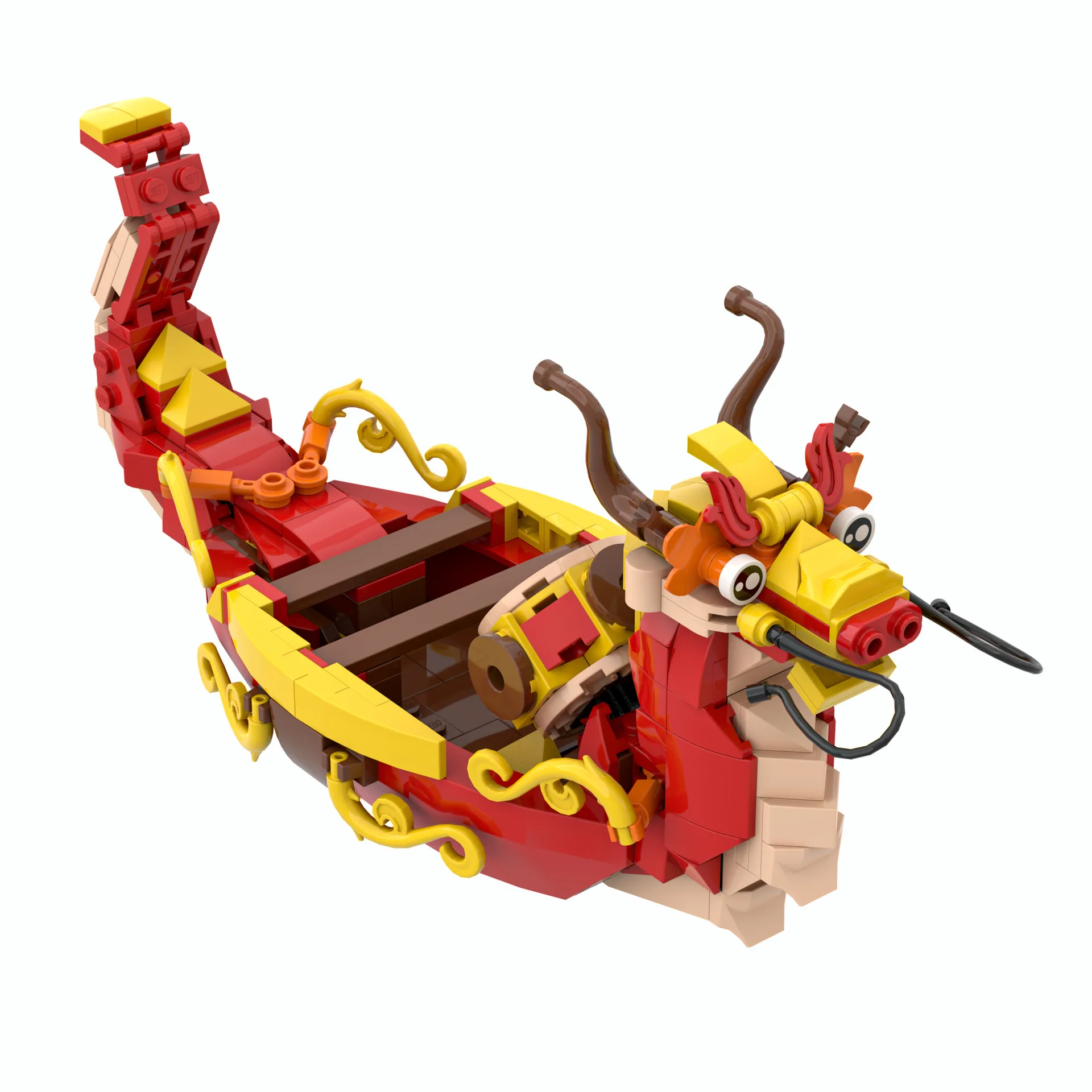 New Hot Mini City Chinese Traditional Royal Dragon Boat Architecture Building Blocks Festival Bricks Toys for Kids Adults Gifts