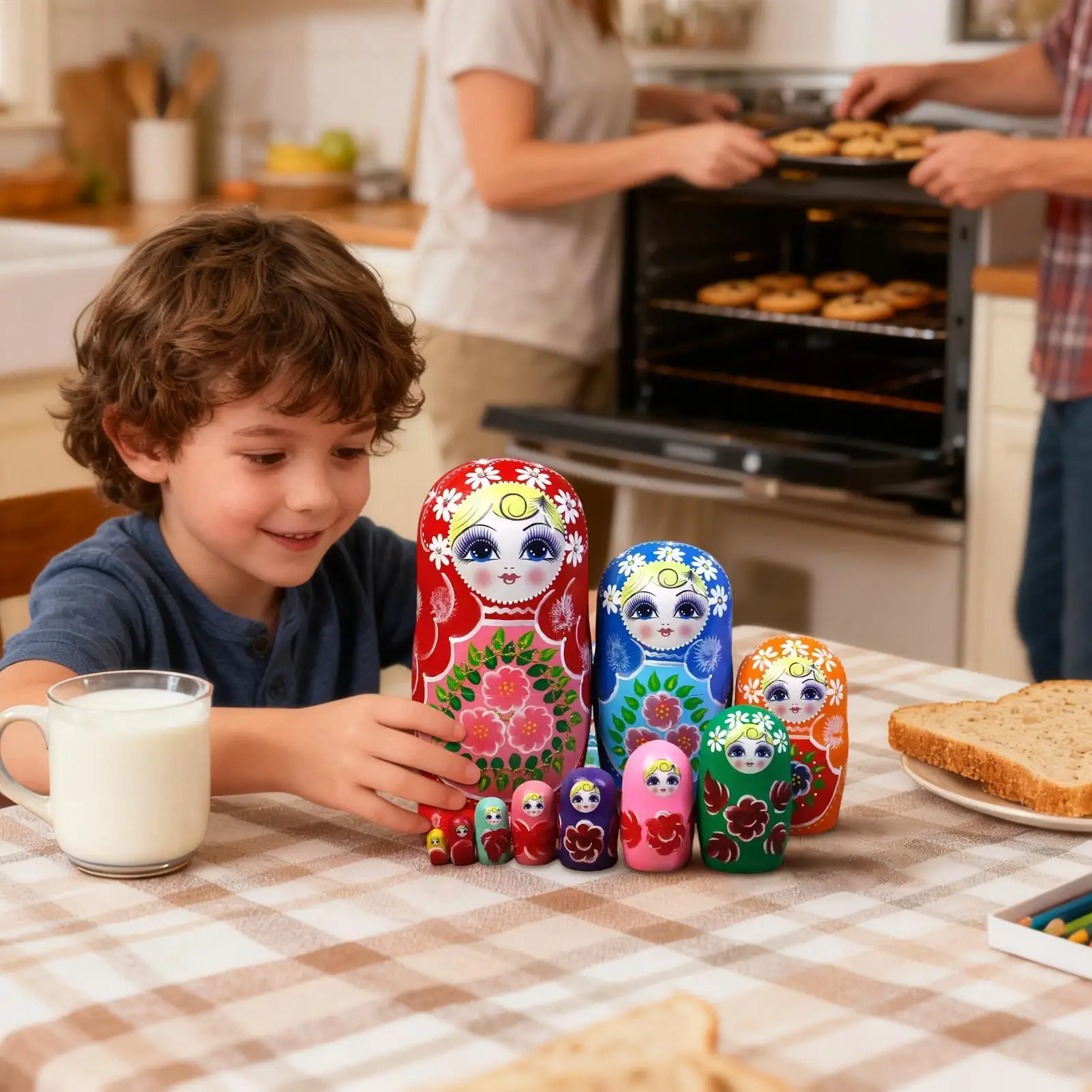 Bambole di nidificazione matrioska russe dipinte a mano a 10 strati Giocattolo educativo in legno per bambini che imparano lo smistamento Divertimento regalo di compleanno