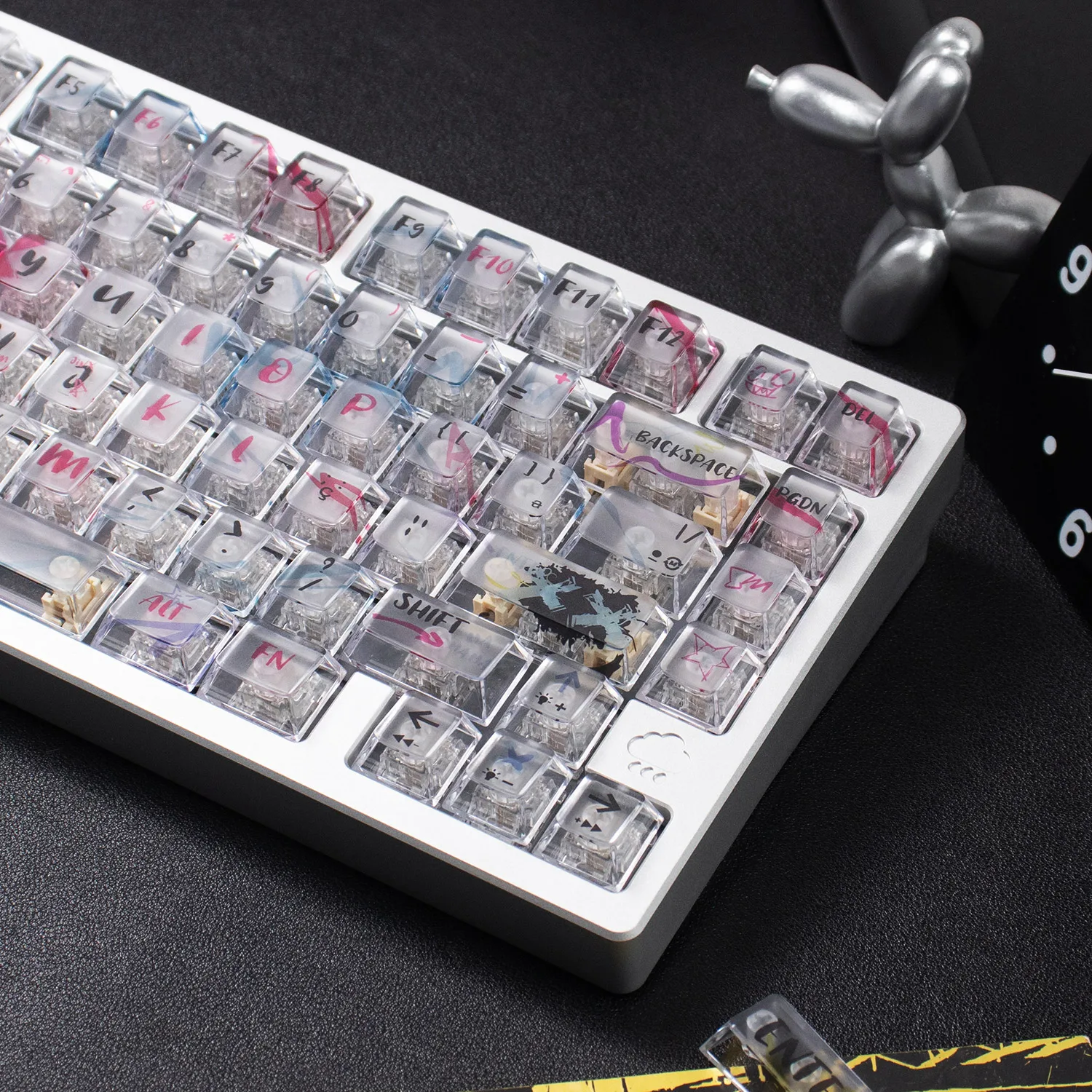 أحمر أبيض شفاف كيكابس الأشعة فوق البنفسجية الوسادة الطباعة الكرز الشخصي الكمبيوتر كيكابس مجموعات ل MX 61/64/87/96/104 لوحة المفاتيح الميكانيكية
