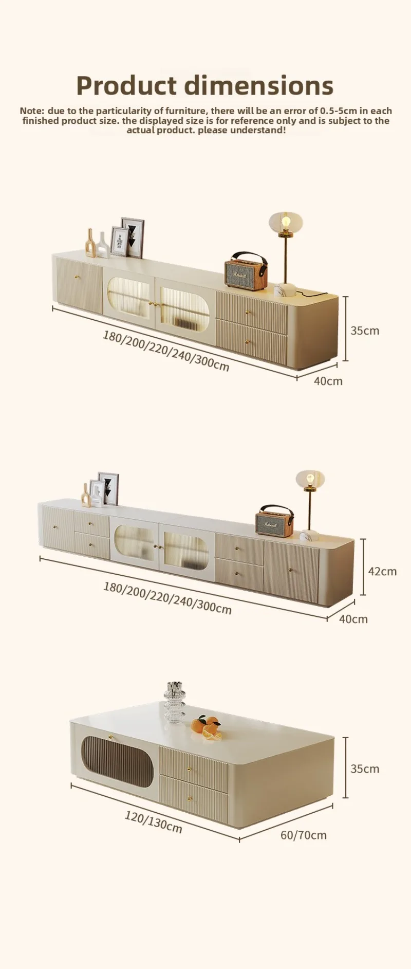 طاولة قهوة تلفزيون كريمية الرياح مزيج بسيط وحديث من الخشب الصلب الفرنسي والحليب الأبيض وخزانة تلفزيون على الأرض #6