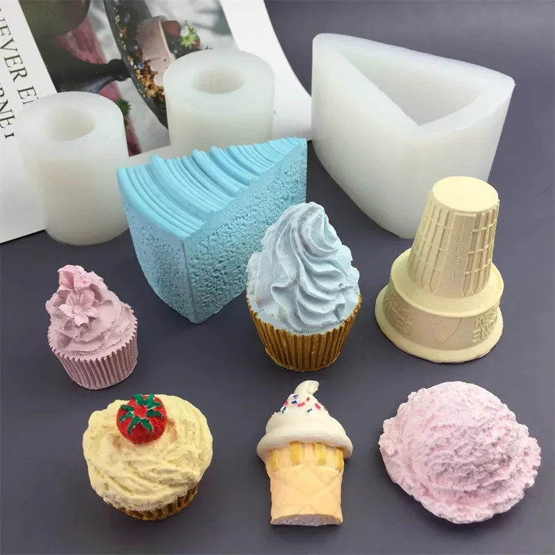 

Simulation of ice cream cone cup sandwich pinching silicone mold DIY aromatherapy candle soap plaster tool