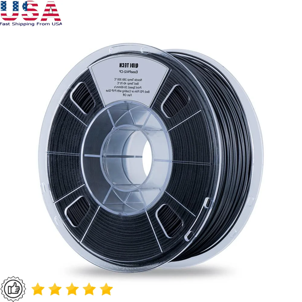 High Strength Carbon Fiber Nylon Filament 1.75 1KG Spool 3D Printer Filament PA12-CF Material High Precision 1.75mm Filament