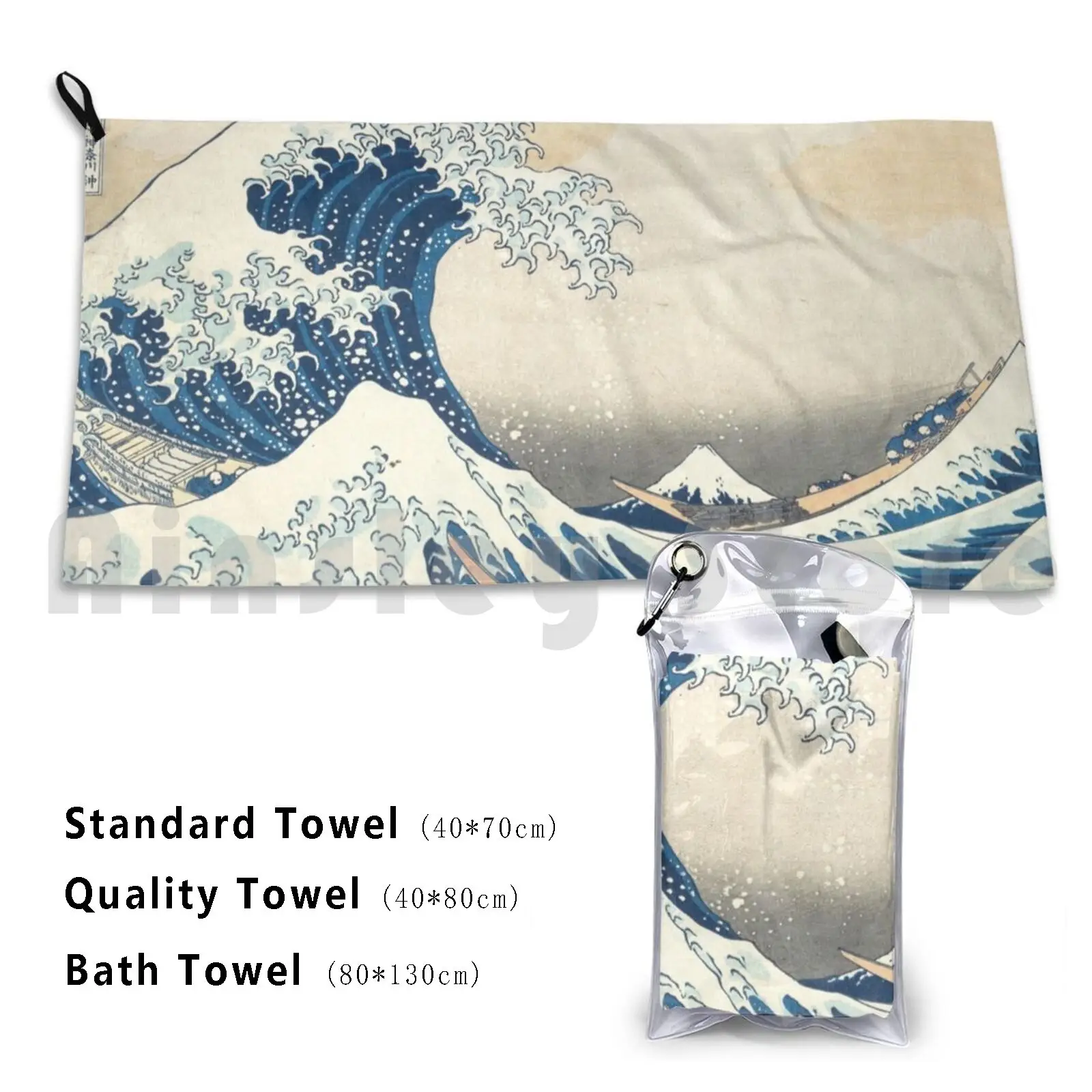 The Great Wave Of Kanagawa Custom Towel Bath Towel Wave Board Japan Japanese Tsunami Kanagawa Water