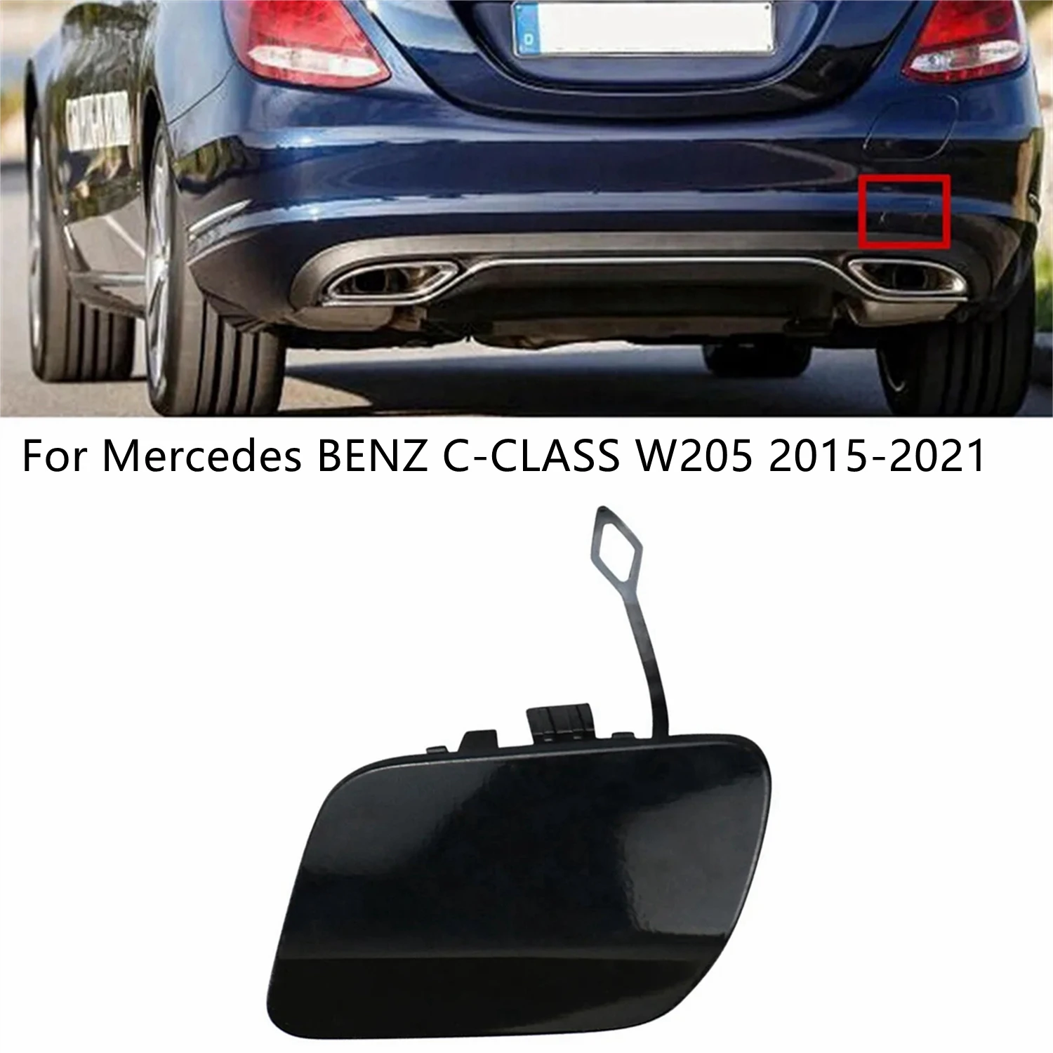 لمرسيدس بنز C-CLASS W205 2015 2016 2017 2018 2019 2020 2021 المصد الخلفي سحب هوك غطاء سحب غطاء السيارة 205 885 02 24 #6