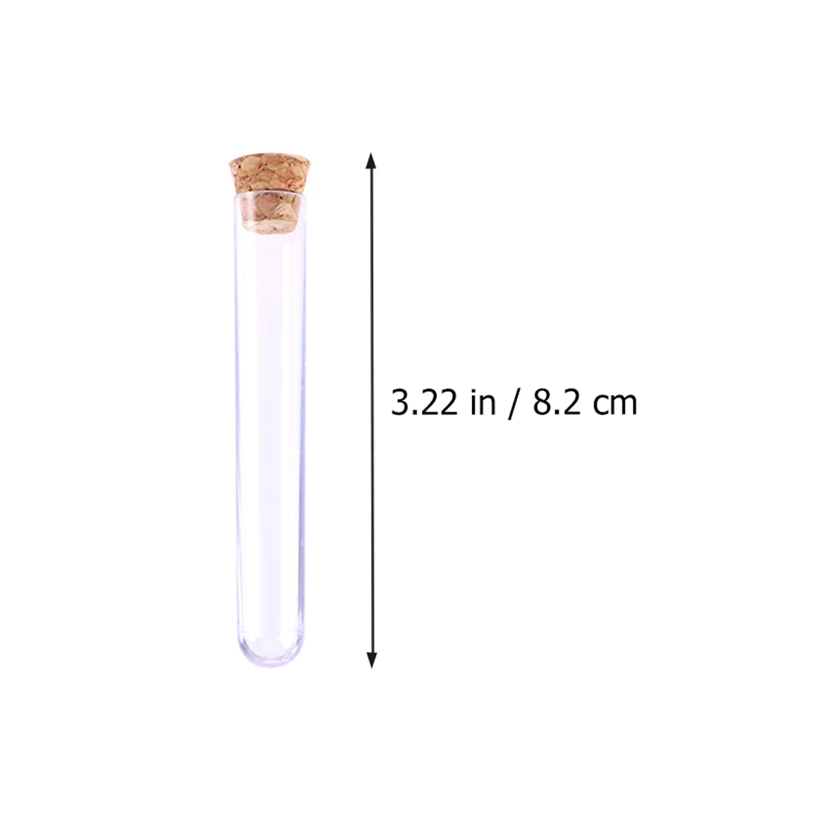 100 Uds. Tubos de ensayo transparentes de plástico de 12x75cm con tapones de corcho y cepillo para experimentos científicos almacenamiento de líquidos en polvo (100 Uds.