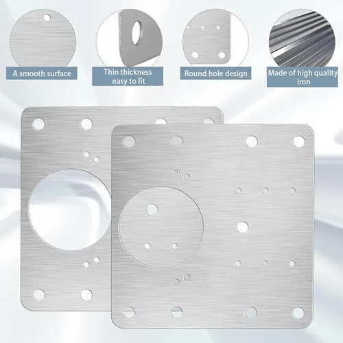 Imagen 2 del producto Juego de 2-100 kits de placa de reparación de bisagra de gabinete, placa de montaje de bisagra de puerta de acero inoxidable con agujeros, herramientas de soportes de fijación plana