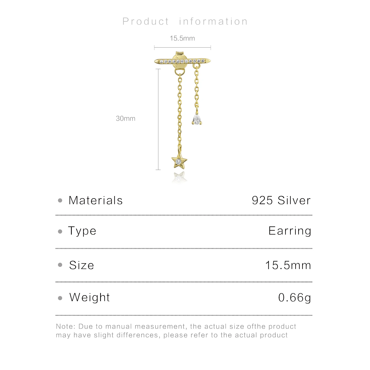 DPLAOPA 925 Sterling Silver Orion Earring 10 Styles Piercing Drop Earring Simple Chain Star Zircon CZ Luxury Jewelry For Women