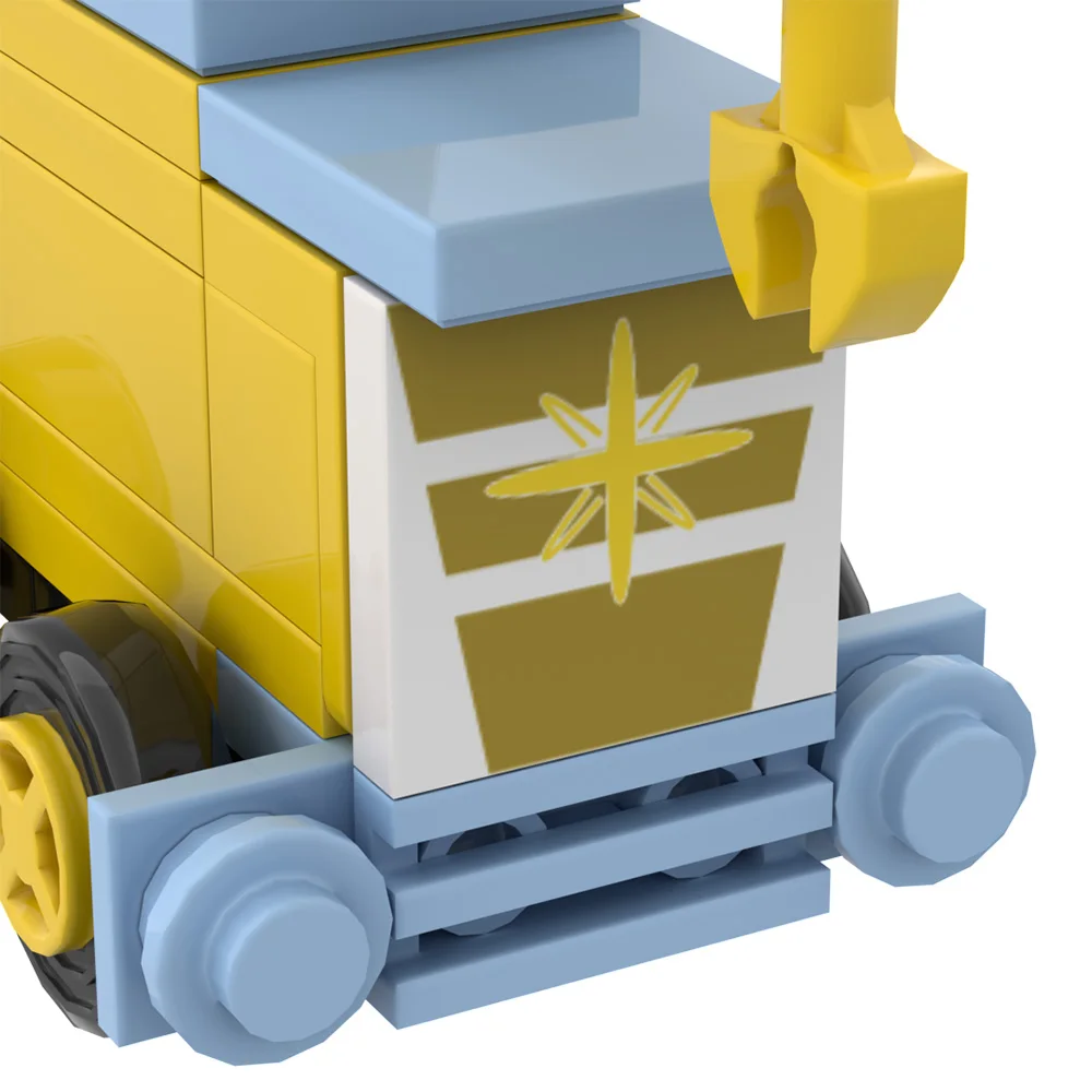 MOC-modelo de tren de dibujos animados para niños, bloques de construcción, Mini vía de coche, tren, ciudad Express, juguete de ladrillo ensamblado, regalo de Navidad